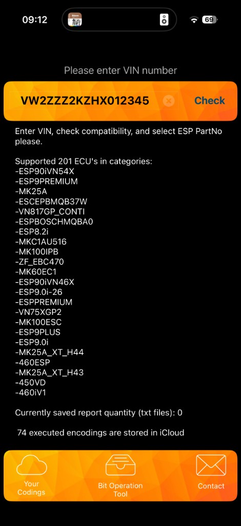 VAG ESP Long Coding Helper — ekran główny